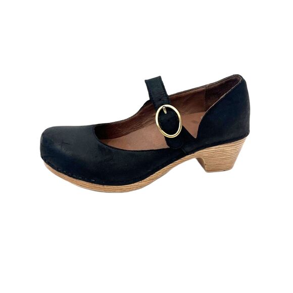 Dansko Black Missy Mary Jane Oiled Leather Clogs Size 36-US5.5-6 - Picture 1 of 10